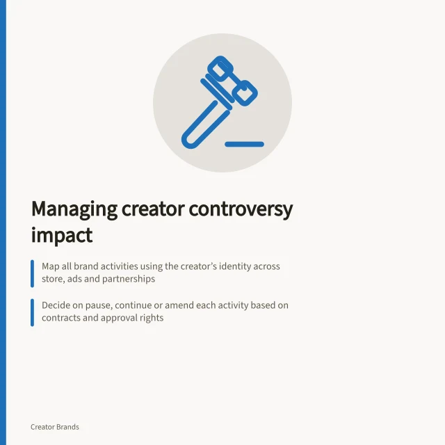 Managing creator controversy impact: Map all brand activities using the creator’s identity across store, ads and partnerships; Decide on pause, continue or amend each activity based on contracts and approval rights; Keep customer orders and offers clear, with ACCC-compliant claims and private details protected. Managing the business impact of a creator controversy